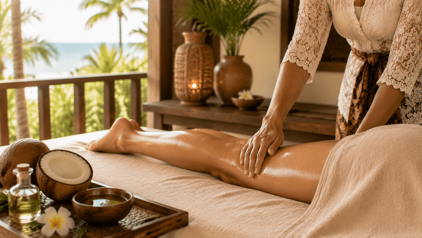 Warm coconut oil massage in villa bali | Putubalispahomecare 